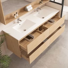 Laulea 1500mm Wall Hung Double Vanity with Ceramic Countertop